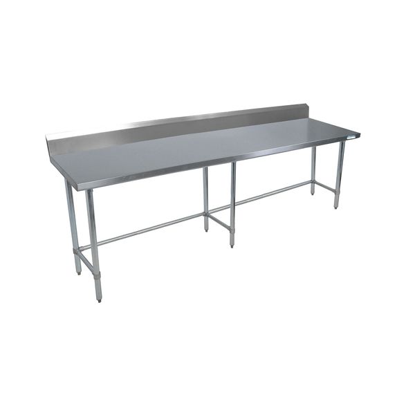 Bk Resources Stainless Steel Work Table With Open Base, 5" Rear Riser 96"Wx24"D VTTR5OB-9624